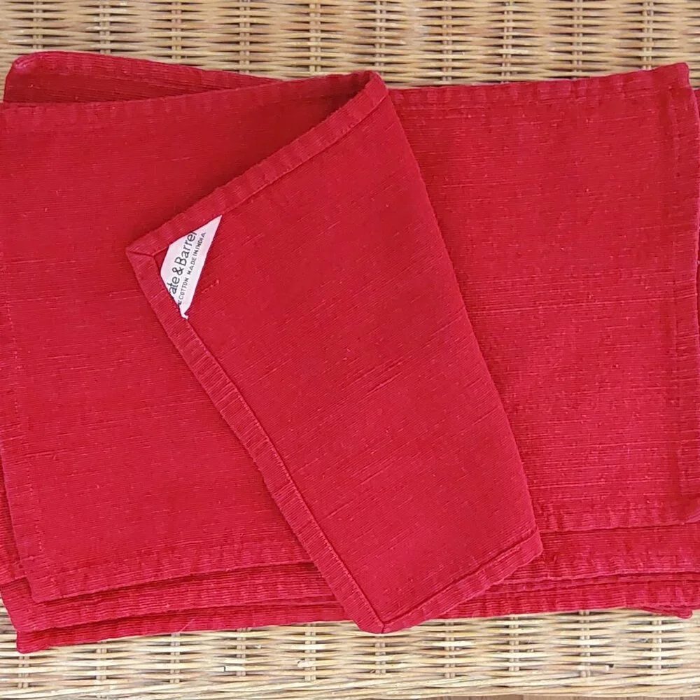 Crate & Barrel Red Woven 100% Cotton PLACEMATS - Set Of 4
